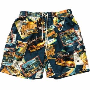 Caribbean Joe postcard swim trunks